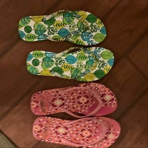 Vera Bradley flip flops both for 8